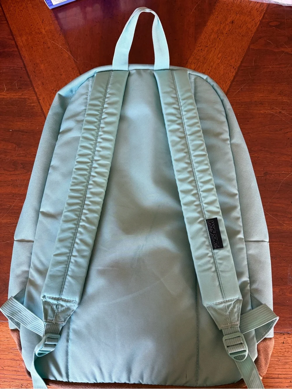 JanSport Right Pack Mint Seafoam Green Backpack Suede Leather Bottom